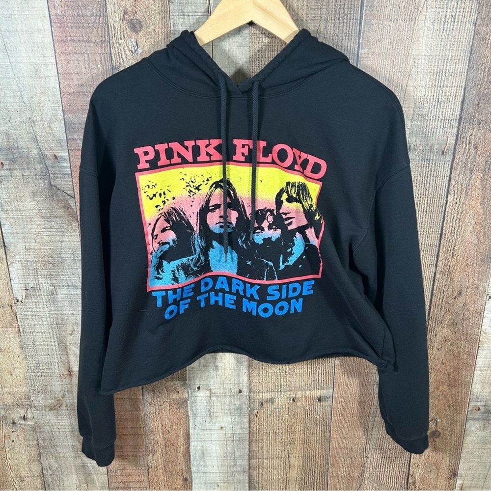 Pink Floyd Dark Side XL Cropped Graphic Band Hoodie Sweatshirt Casual Comfy